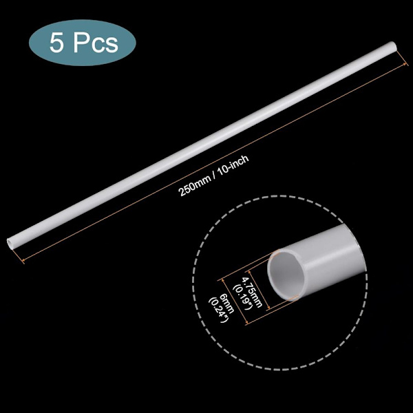 5 kpl muovinen malliputki ABS pyöreä putki 6 mm 6 mm 6mm