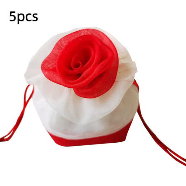 5 st Blompresentpåse Dragskopåsar RÖD red