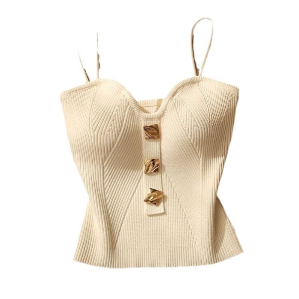 Stickad axelväst Camisole SVART Black
