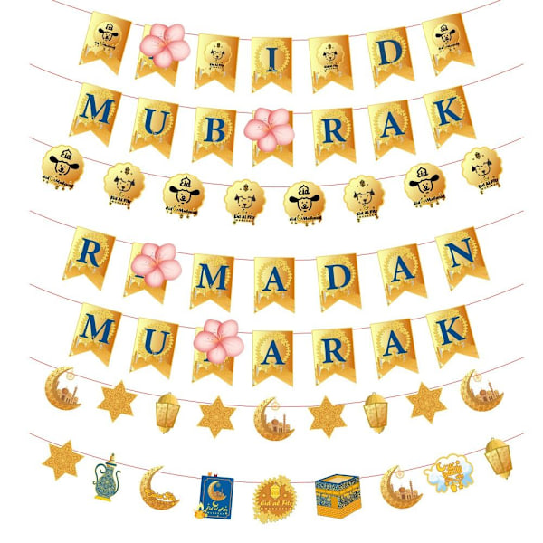 EID Mubarak flagga drar ramadan dekorationsflagga 2 2 2
