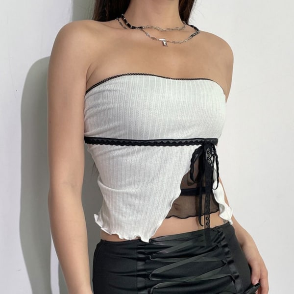 Naisten Crop Topit Pitsi Camisole Vest L L