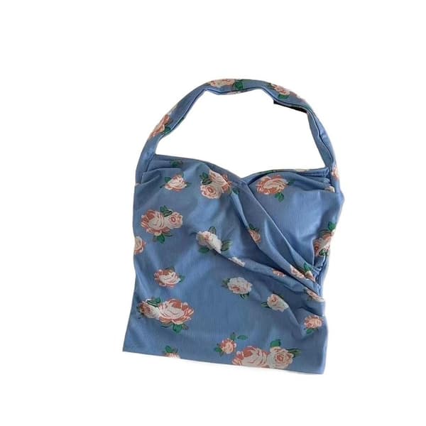 Blomstret Halterneck Camisole BLÅ Blue