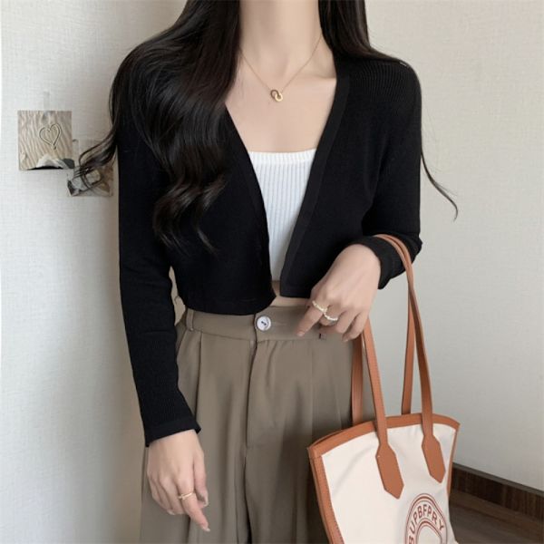 Strikkede cardigan strikoverdele SORT Black