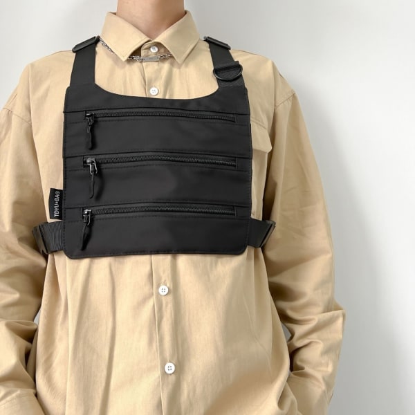 Multi Pocket Chest Bag Outdoor Vest Bag SORT SVART Black