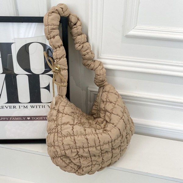 Quiltet mulepose til kvinder puffer mulepose KHAKI Khaki