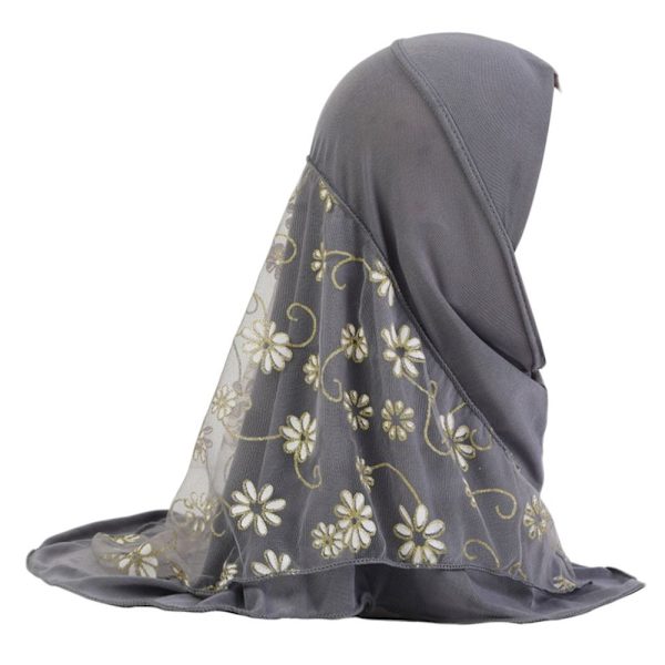 2-6 år gammel hijab-lue hodeskjerf GRÅ Grey