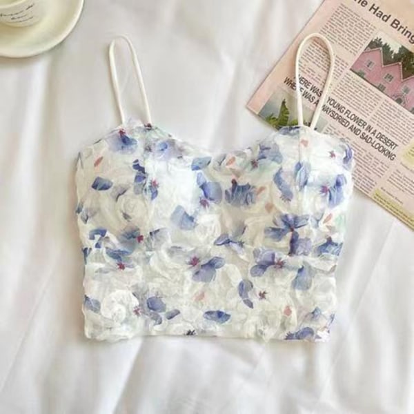 Blomstrete Camisole Blonder Tank Tops BLÅ blue