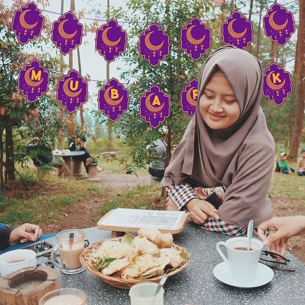 1 sæt Eid Mubarak Banner Bunting Latex Ballon A A