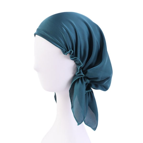 Satin Cap Bowknot Sleep Hat MARINBLÅ navy blue