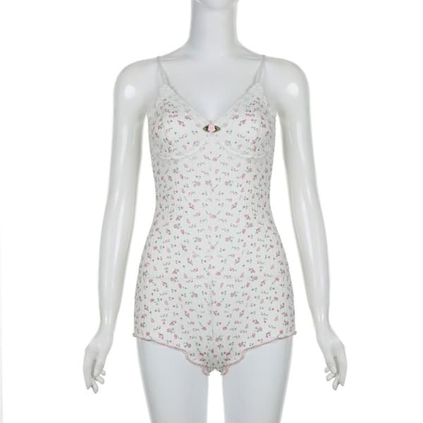 Mini Blommig Klänning Underklänning SJUMPSUIT JUMPSUIT SJumpsuit