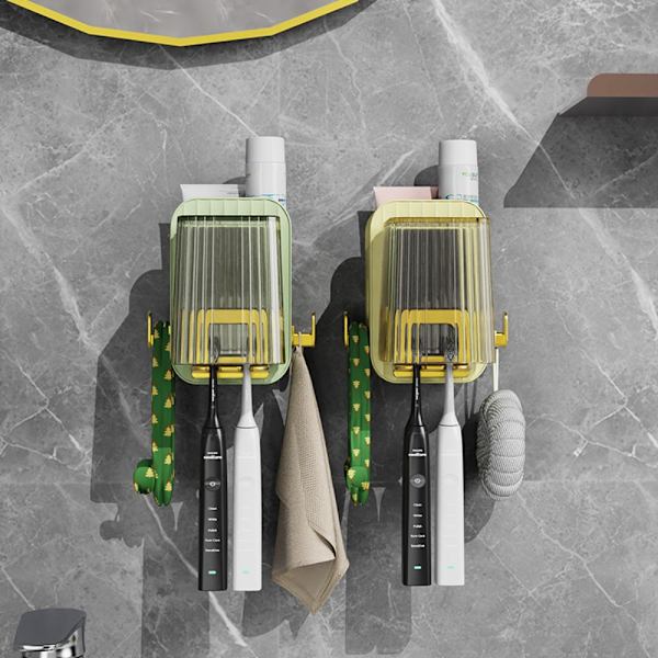 Tandbørstestativ Mundskyllekop Opbevaringshylde GUL Yellow