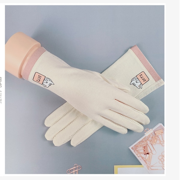 Anti-UV bomullshansker Anti-skli solhansker HVIT white