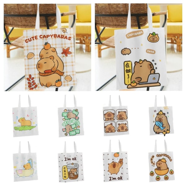 Lerretsveske Cartoon Capybara Tote 3 3 3