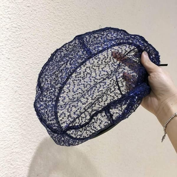 Spets Basker Hatt Enkel Svart Mössa Black