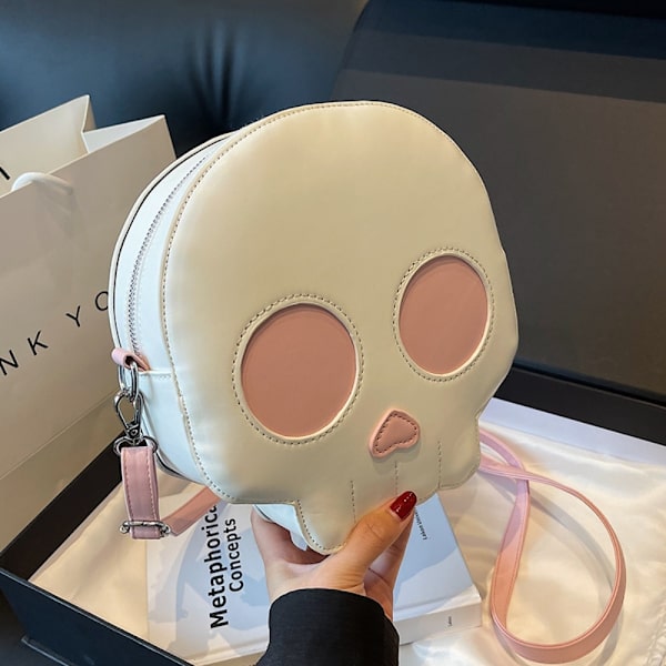 Læder skuldertaske Skull Crossbody taske HVID White
