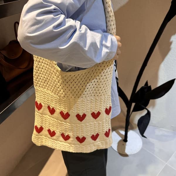 Strikket Håndtaske Skuldertaske SORT Black