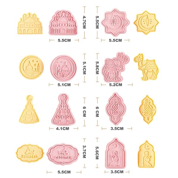 8 stk/sett Eid Mubarak Kakeformer for Baking