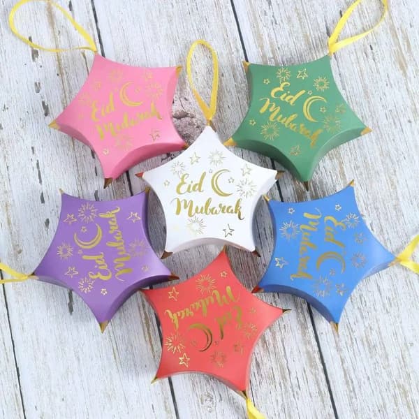 10 st Eid Mubarak Godis- och Chokladaskar Presentförpackning Blå Blue