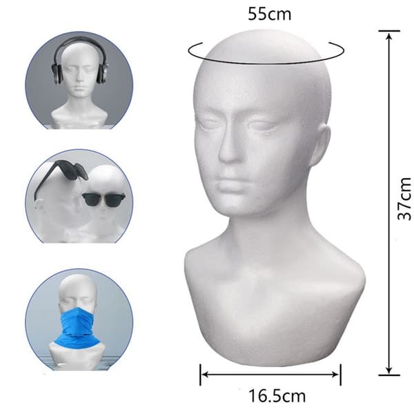 Mandligt Hoved Model Mannequin Hoved GRÅ Grey