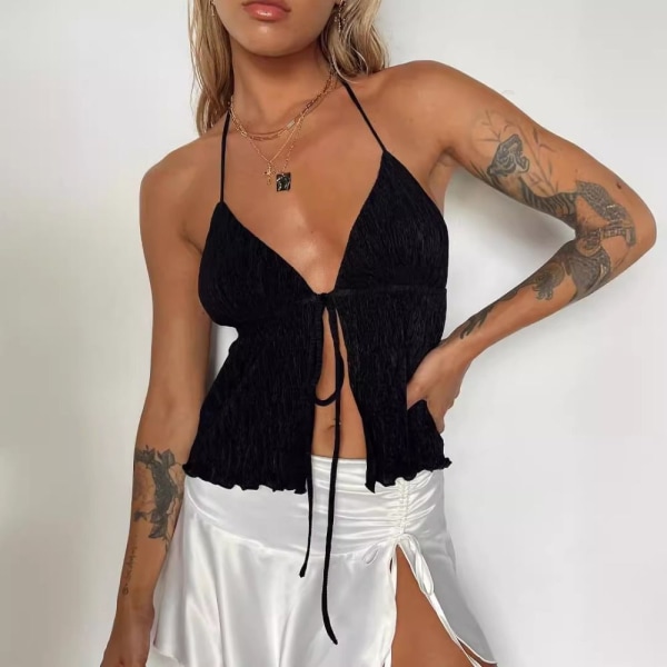 Naisten Crop Topit Pitsi Camisole-liivi VALKOINEN M White M