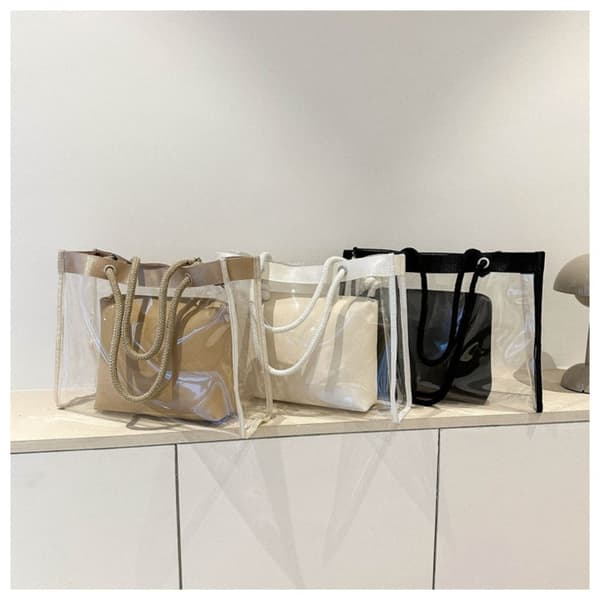 PVC Transparent Taske Skuldertaske SORT black