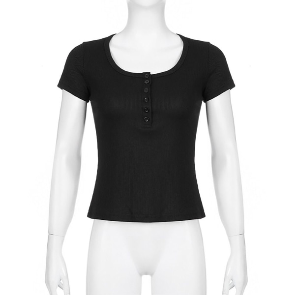 Kortærmede Crop Tops SORT M Black M