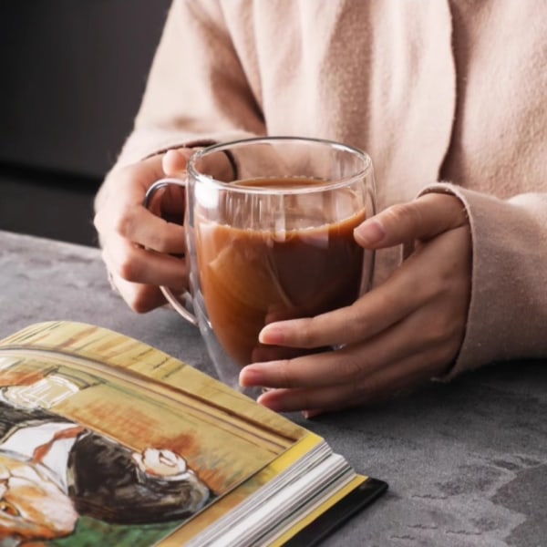 250ml/350ml/450ml dubbellagers glaskopp Transparent kaffekopp 350ml