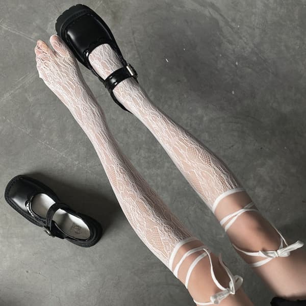 Lolita Jk Strømper Blonde Split Toe Strømper SORT Black