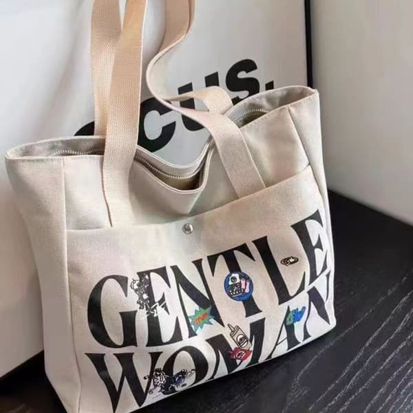 Canvas Tote Axelväska Axelväska VIT white
