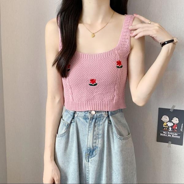 Suloinen neulottu Sling Vest PINK Pink