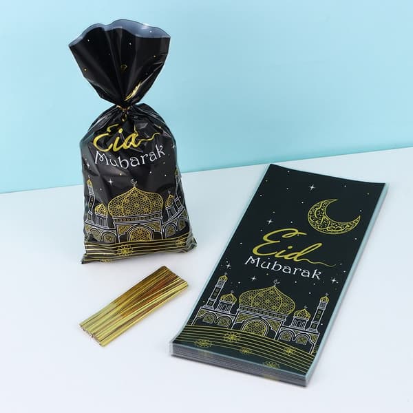 50 stk. Eid Mubarak Slikposer Kagepose SORT Black
