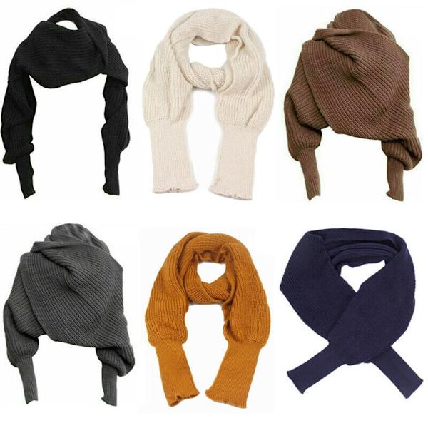 Stickade Scarf Sweater Toppar SVART Black