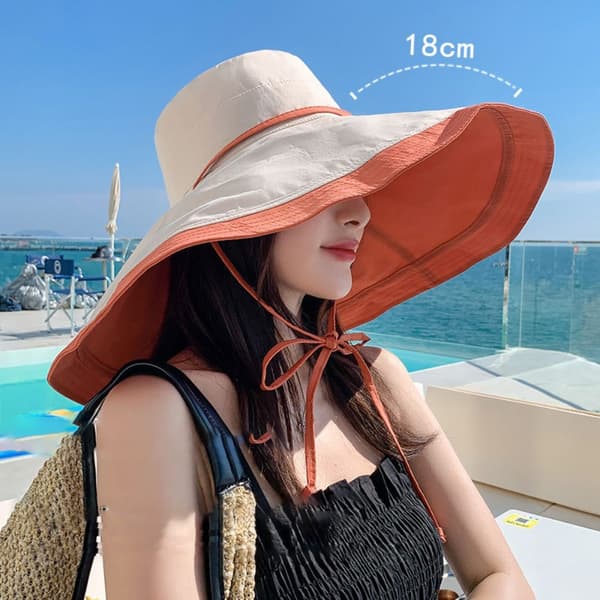Solhatt för kvinnor med stor brätte, ORANGE Orange