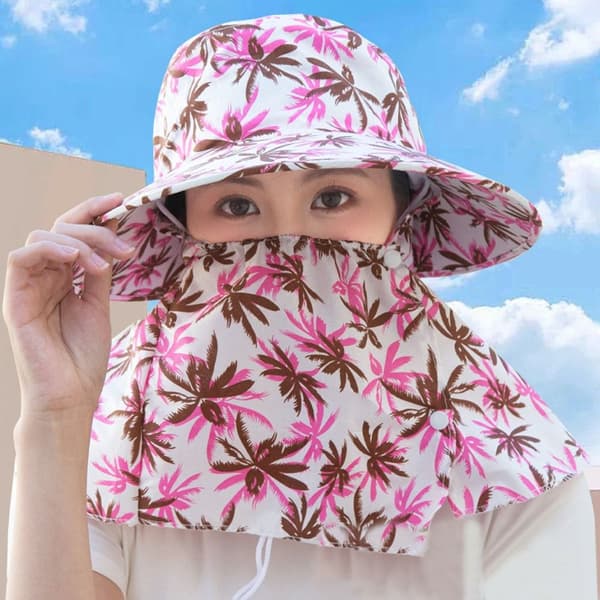 Solhat med ansigts- og halsbeskyttelse, PINK Pink