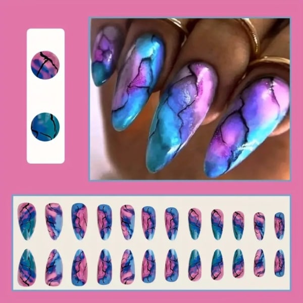 Almond Fake Nails 3D Long Fake Nails XSS185 XSS185 XSS185