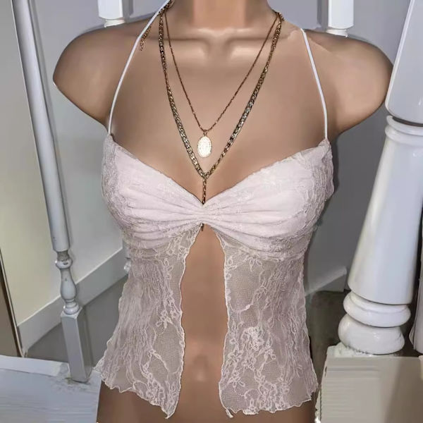 Floral Crop Top Lace Camisole BLUE S blue S