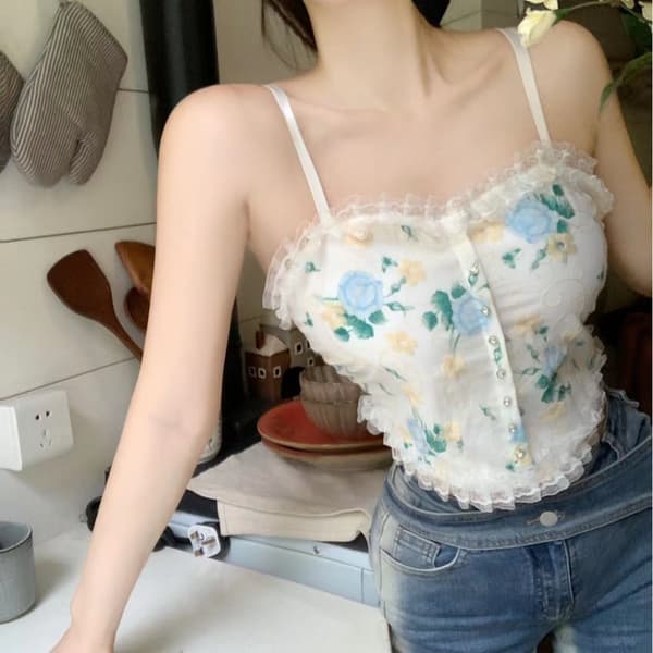Dame Camisole Kort Vest BLÅ Blue