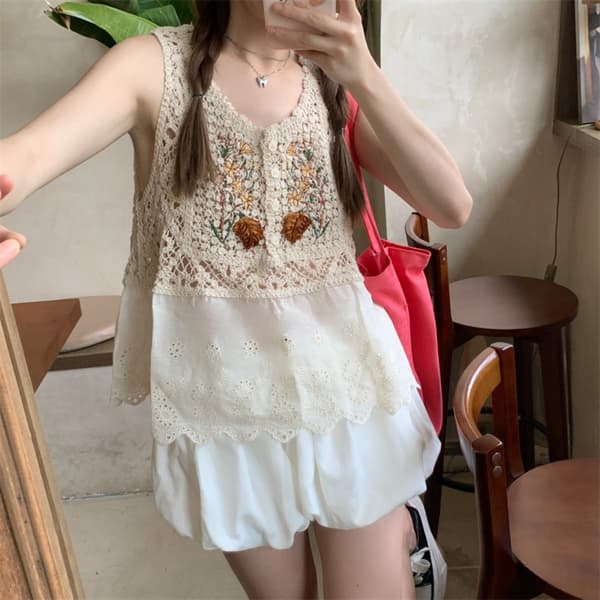 Strikket Sling Vest HVIT White