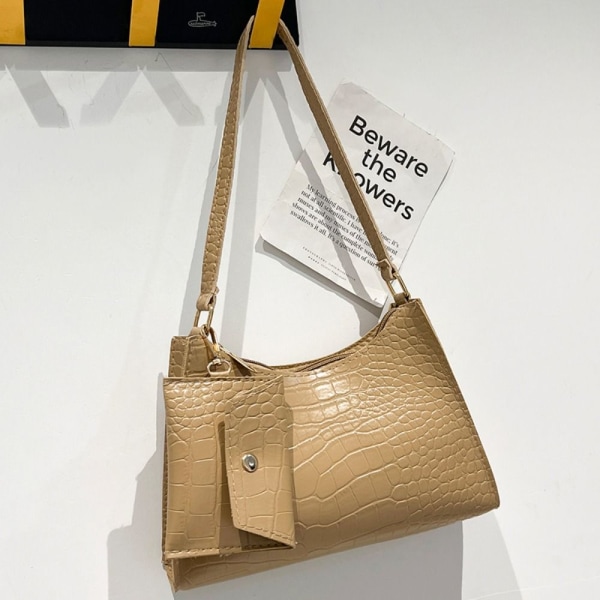 Krokodillemønster skuldertaske PU læder Crossbody taske HVID white
