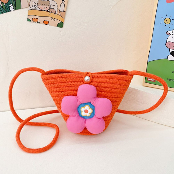 Crossbody-veske for barn i bomullsvev ORANSJE orange