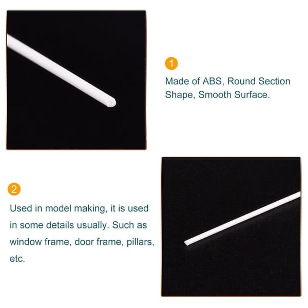 10 st ABS-plaststav massiv vit stång 2MM 2MM 2mm
