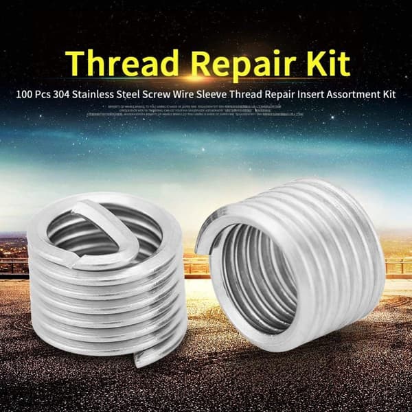 100 stk. gjengeinnsatser i rustfritt stål, spiralformet 100PCS