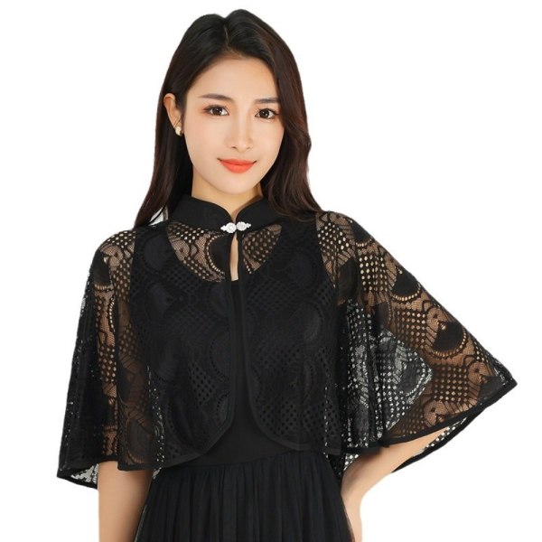 Rose Jacquard polyesterihuivit aurinkosuojahuivi MUSTA Black