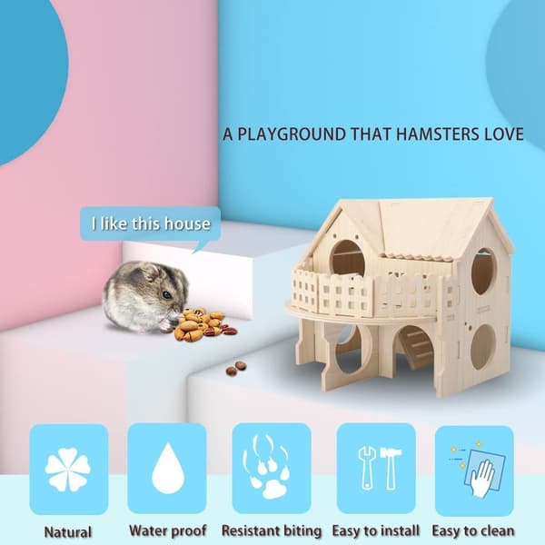 Hamster Gynge Vippe Lille Rede Massivt Træ Lille Hus Hamster