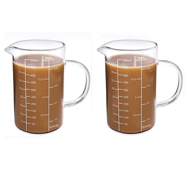 2-pack Mätkoppar i Glas, 2-kopps Mätkanna Transparent 2 Pcs-2 Pcs
