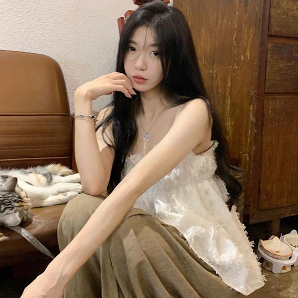 Tofs Sling Crop Top VIT White
