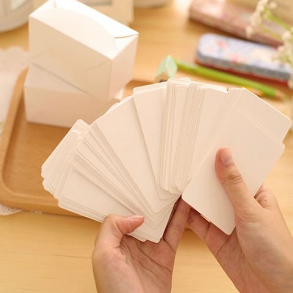 100 stk./sett Kraftpapir Blank Kort HVIT white