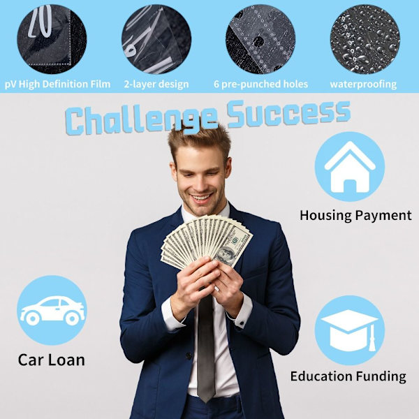 100 Days Savings Challenge Spara utmaning Binder BLÅ Blue