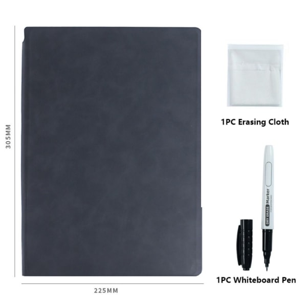 A4 Whiteboard Notebook Slettbar Whiteboard Draft SORT Black