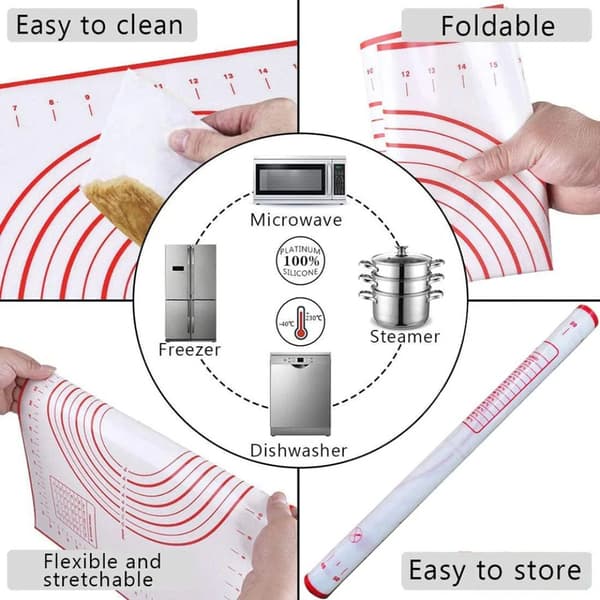 Silikone Bageunderlag Kagerulle SORT BAGEUNDERLAG BAGEUNDERLAG Black Baking Mat-Baking Mat